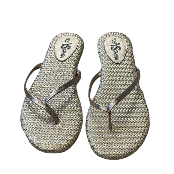 YOSI SAMRA TEXTURED ROSE GOLD LEATHER FLIP FLOPS - SIZE 7 - Picture 7 of 7